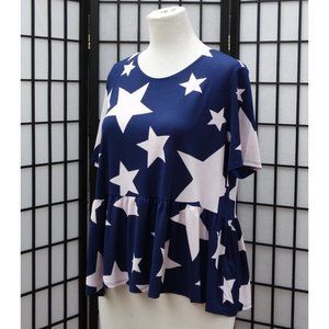 1x-3x Super cute star print hem tunic top